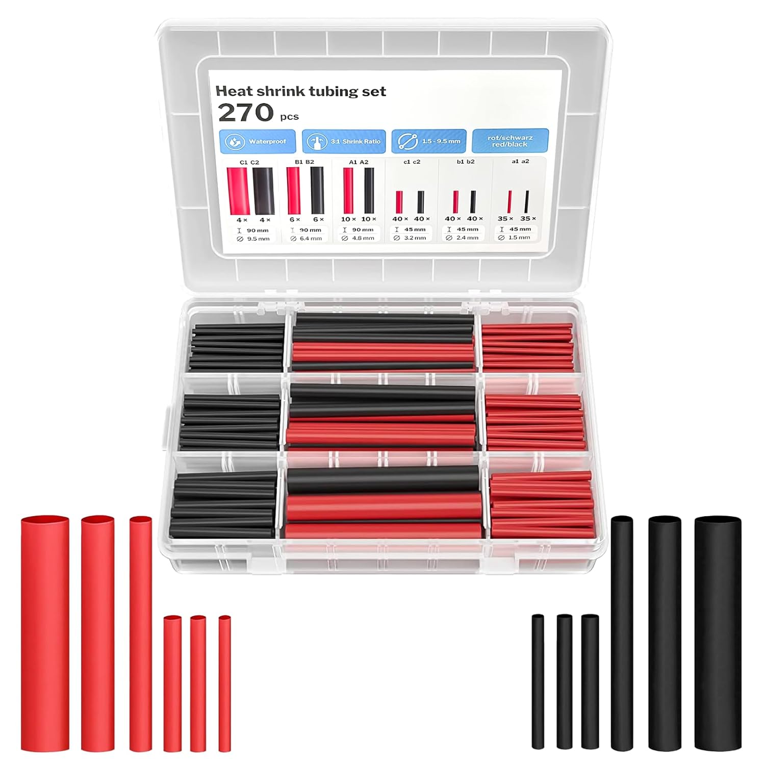 270 Pièces De Tubes Thermorétractables Étanches 3:1, Tubes Thermorétractables À Double Paroi Et Autocollants Pour La Réparation De Fils Et De Câbles Électriques