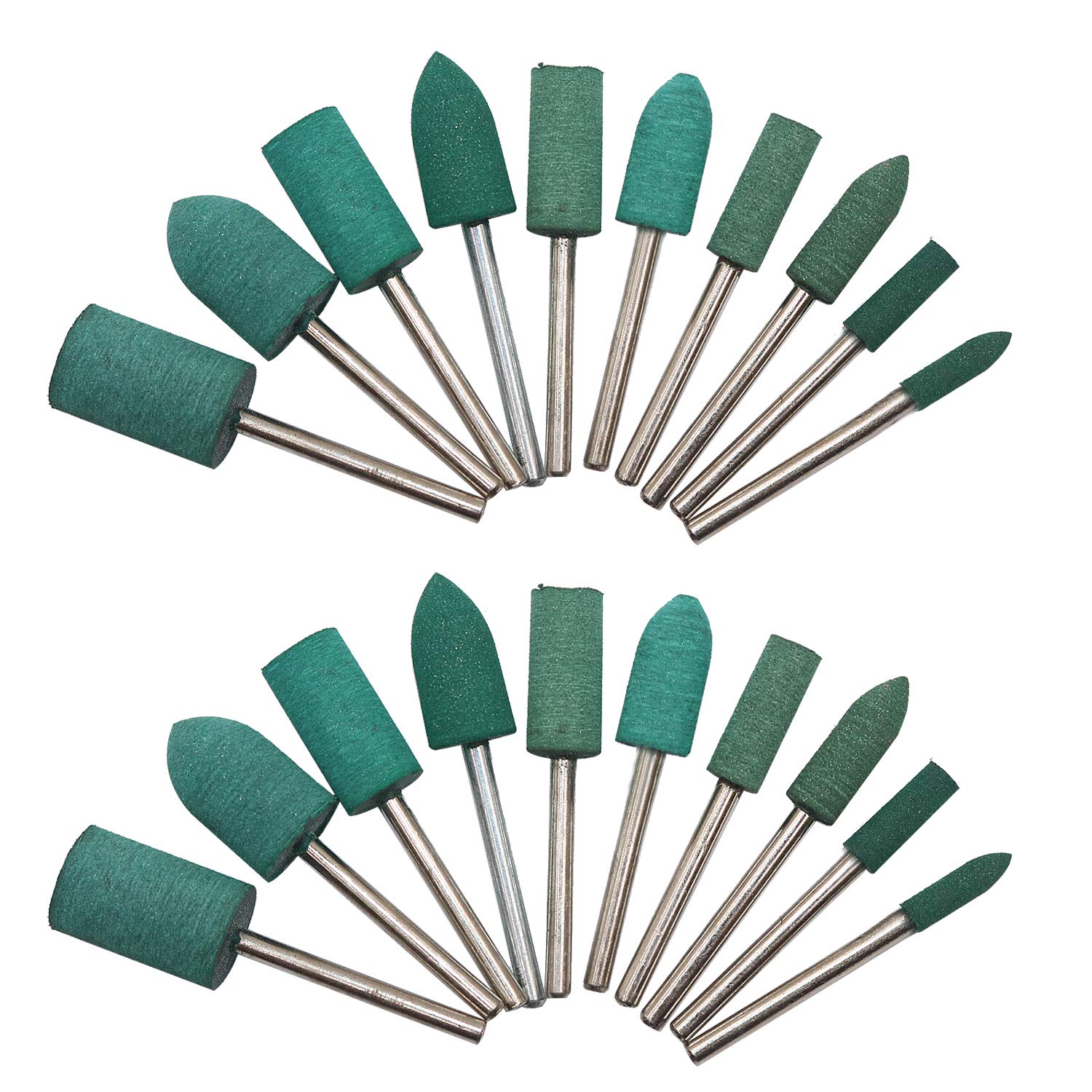 Midlove - Jeu De 20 Forets Cylindriques En Caoutchouc Pour Le Polissage, Compatibles Avec Les Outils De Polissage Et Les Perceuses Électriques, 3 Mm, Verts