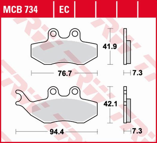 Trw Zf Bremsbeläge Kh194 Organisch Für Aprilia Sx 50 (ab 2014), Yamaha Dt 50 (2004–2008), Tzr 50 (2003–2020), Xt 125 (2005–2011), Vorne