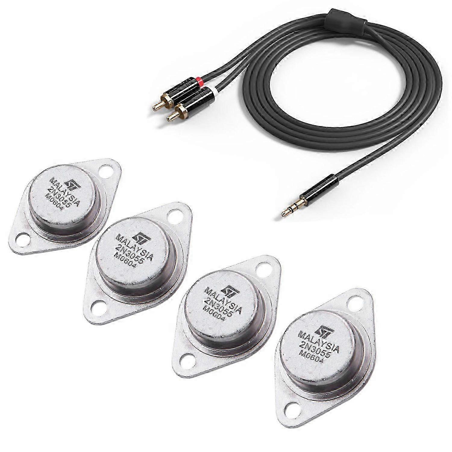 Transistors De Puissance Audio Npn Af 2n3055 15 A 60 V, Boîtier To-3, Câble Audio Jack 3,5 Mm Vers 2 Rca De 1 M (qaq)
