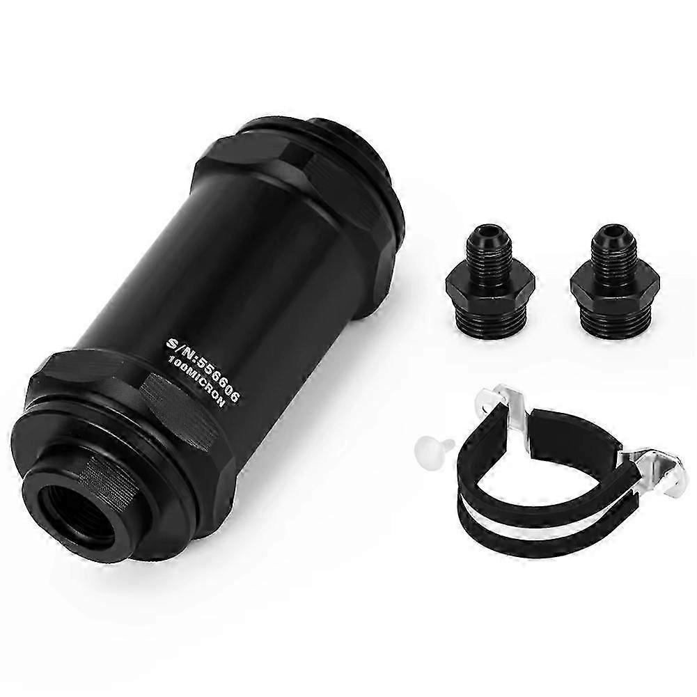 Filtre À Carburant En Ligne An6 Noir Pour Éthanol E85 Avec Élément Filtrant En Acier Inoxydable De 100 Microns (fdq)