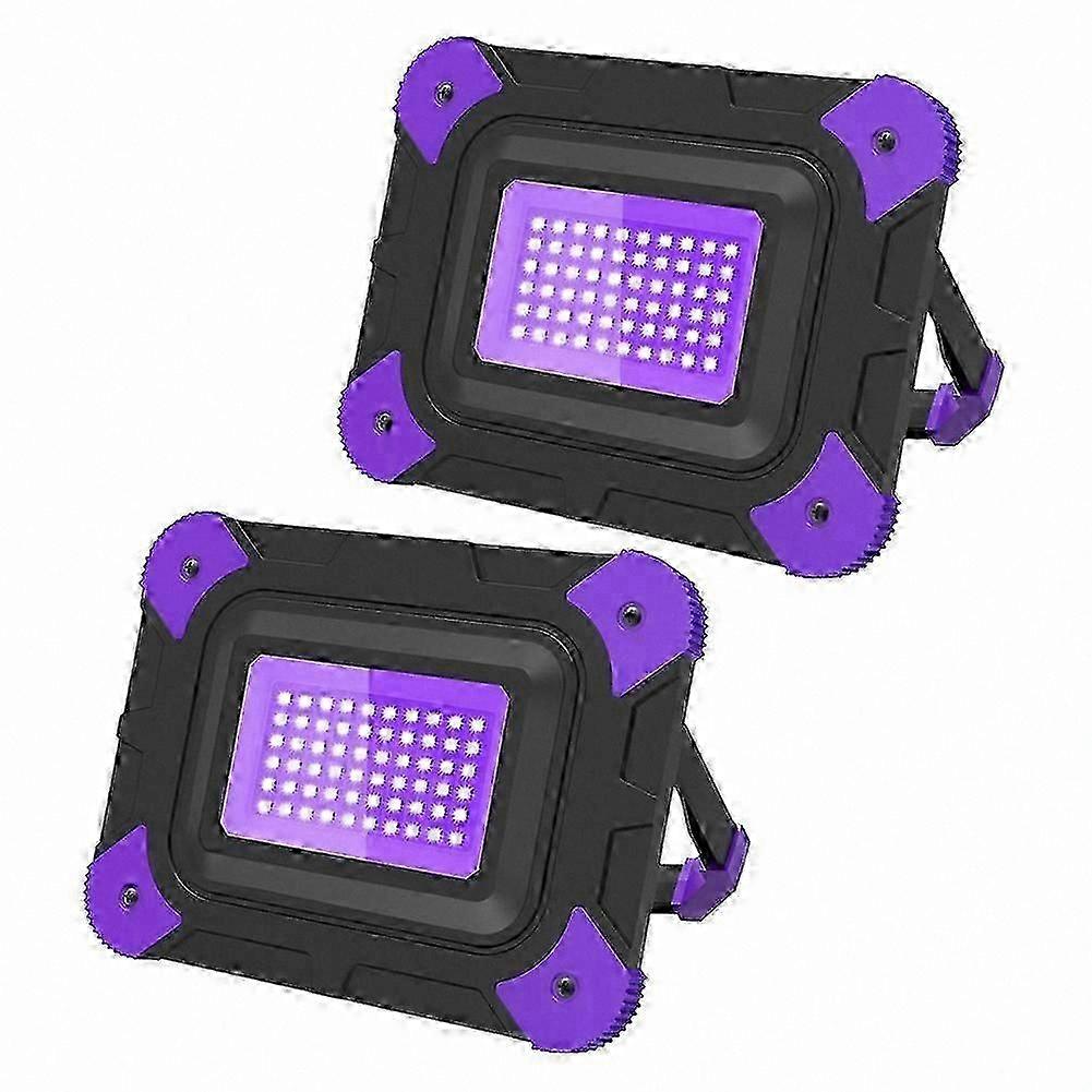 Ensemble De 2 Lampes Uv Noires Pour Soirées Fluo Et Pêche En Extérieur, Rechargeables Et Sans Fil, Lot De 2 Projecteurs Ultraviolets