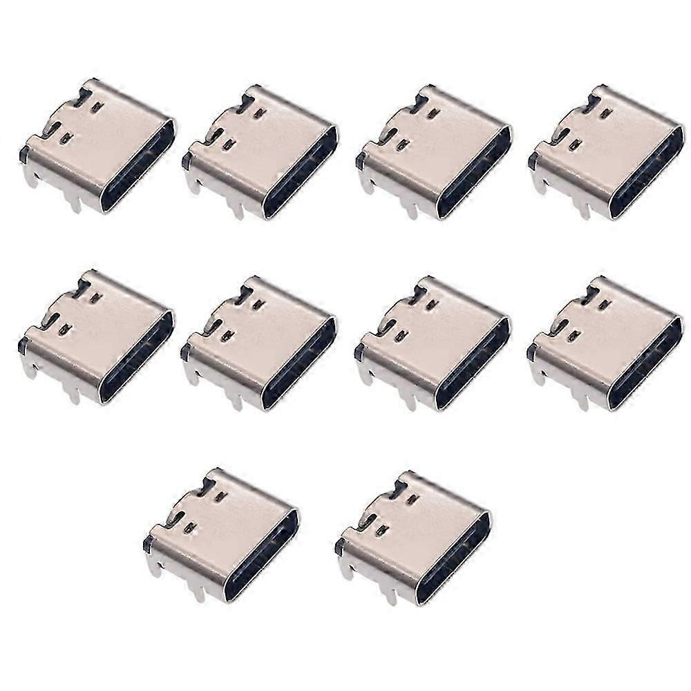 Lot De 10 Connecteurs Usb Type-c 16 Broches Cms (usb 3.1 Type-c Femelle) Pour La Conception De Circuits Imprimés Et Le Bricolage (port De Charge À Courant Élevé) Ek