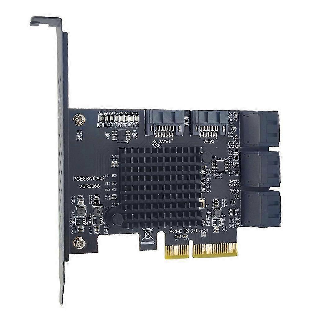 Carte D'Extension Sata 8 Ports Pci-e, Adaptateur Pcie X4 Vers Sata 3.0 6 Gbit/s Pour Disques Durs Et Ssd. Contrôle Qaq