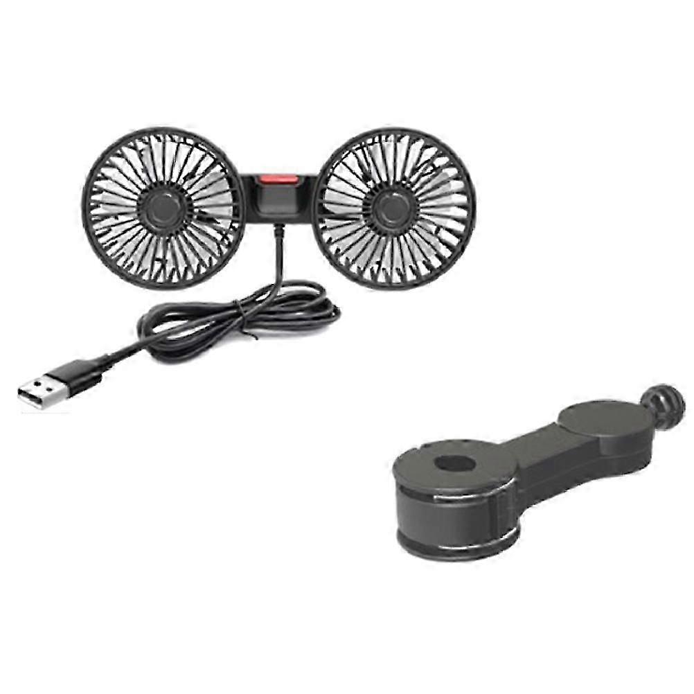 Ventilateur De Voiture Électrique À Pince, Appuie-tête, Double Tête Rotative À 360°, 3 Vitesses, Pour Siège Arrière (fdq)