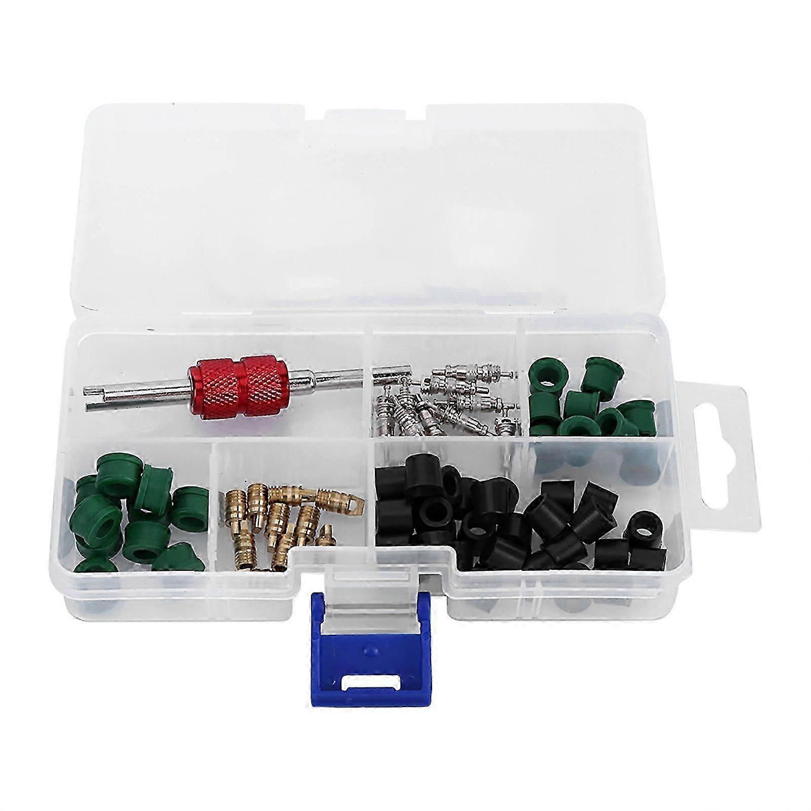 Kit De Réparation De Climatiseur (71 Pièces) : Outils De Réparation, 10 Obus De Valve, 50 Joints De Tuyau, 10 Vannes Intelligentes.