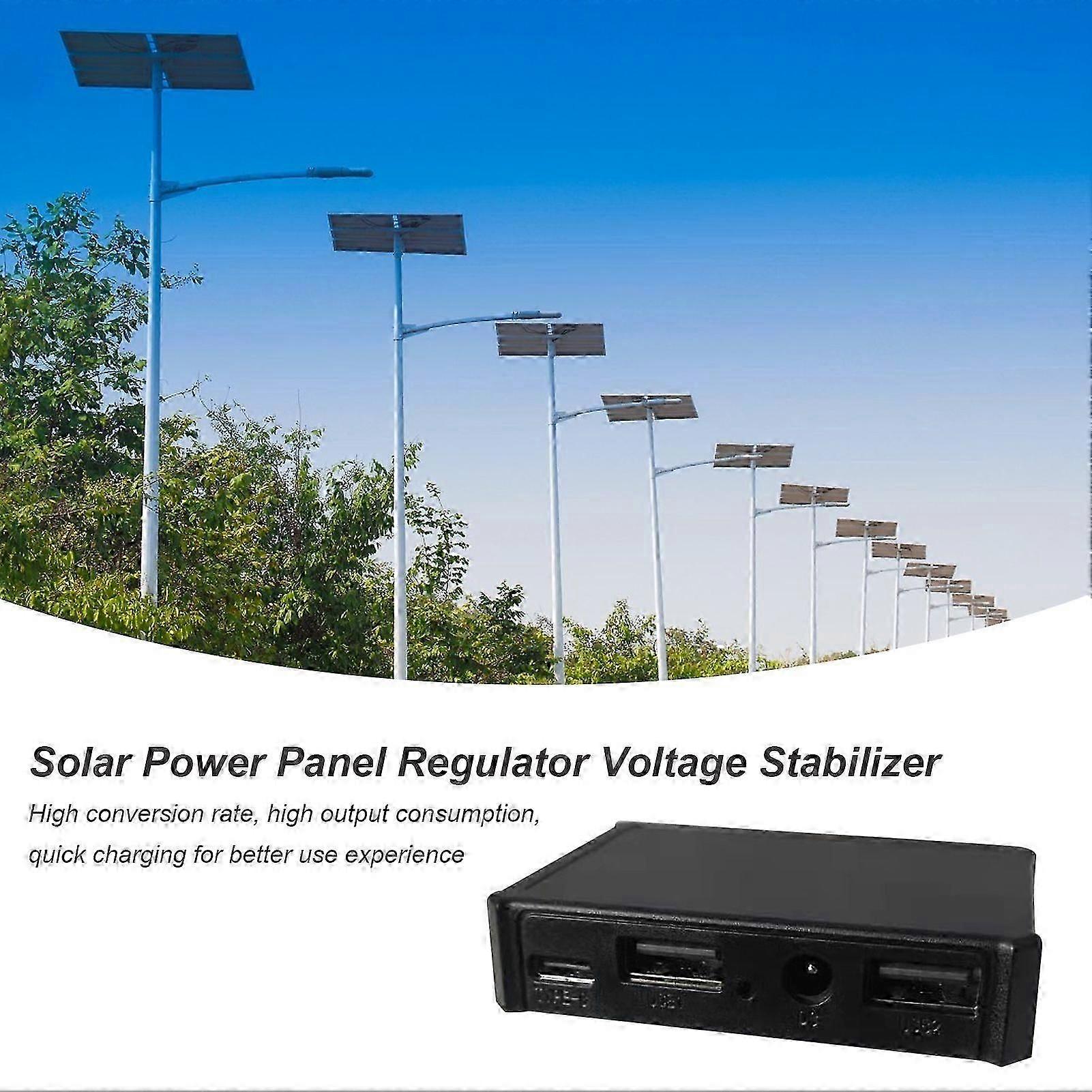 Régulateur De Tension, Stabilisateur Et Contrôleur De Charge Pour Panneau Solaire Avec Voyant Lumineux, Double Port Usb, 1 Port Type-c, 1 Sortie Cc, Portable Et Intelligent