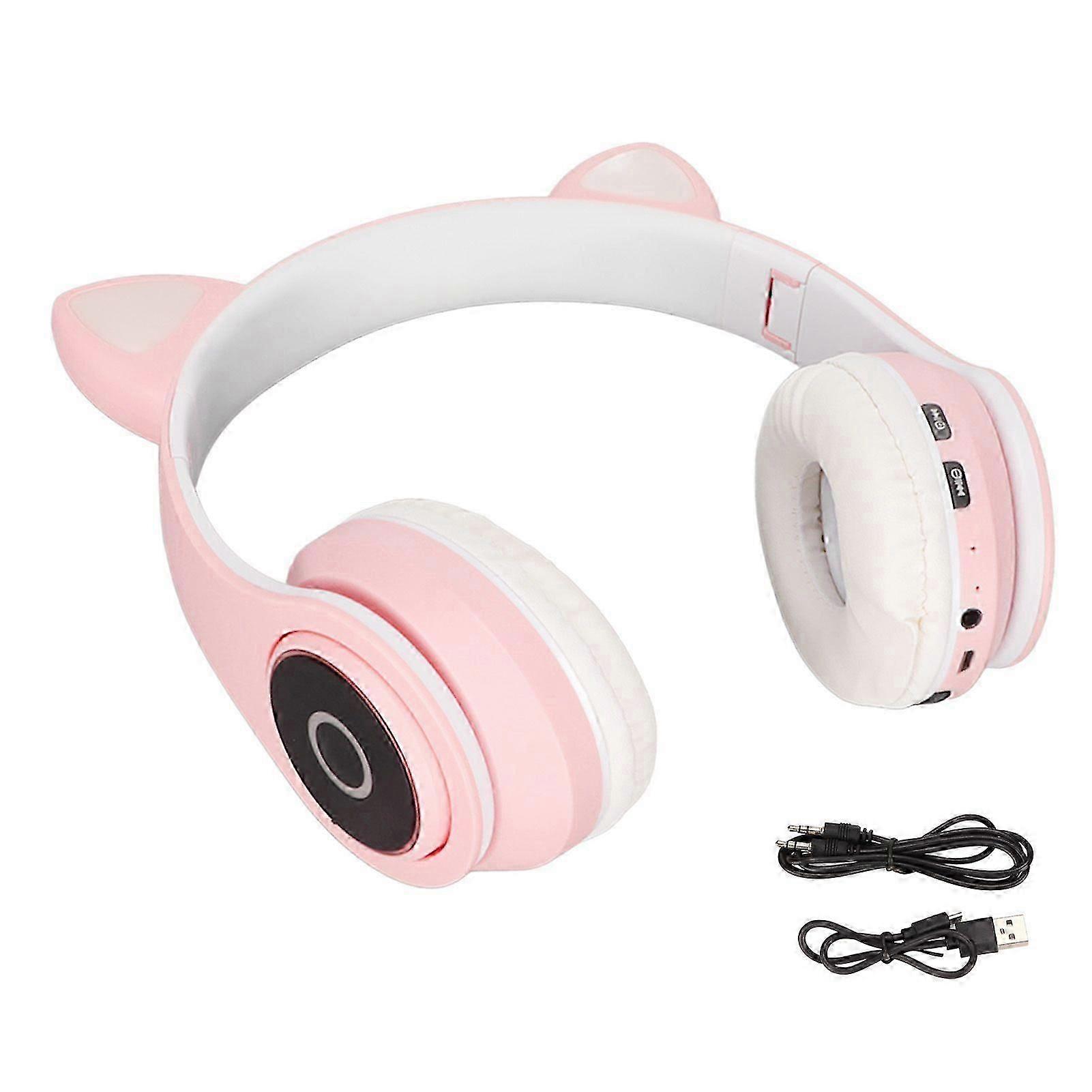 Casque Bluetooth Lxb39a À Oreilles De Chat, Mignon, Basses Réglables, Portable, Sans Fil, Avec Câble Audio Pour Enfants (rose)