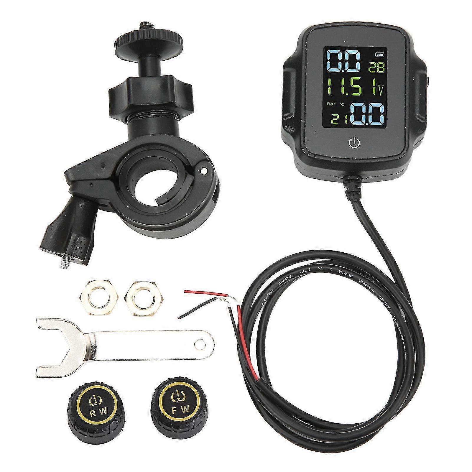 Système De Surveillance De La Pression Des Pneus Pour Motos Avec 2 Capteurs Externes Tpms, Chargement Usb 12 V, Affichage Haute Précision Intelligent