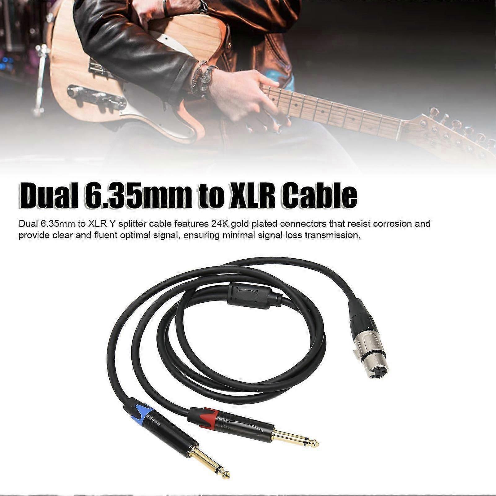 Câble Double Jack 6,35 Mm Mâle Vers Xlr Femelle, Connecteurs Plaqués Or 24 Carats, Adaptateur Convertisseur/répartiteur En Y Double Jack 6,35 Mm Vers Xlr, 1 M / 3,3 Pi