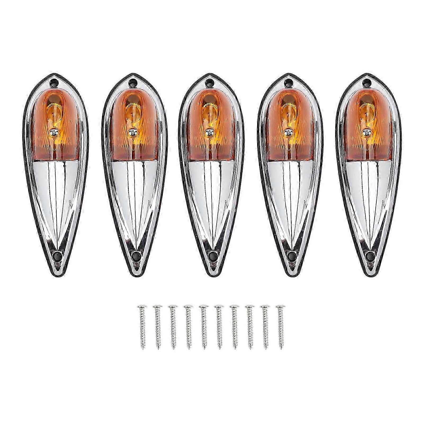 Lot De 5 Feux De Gabarit Ambre En Forme De Goutte D'Eau, Étanches Et Universels Pour Camions, Fourgonnettes Et Camping-cars (24 V).