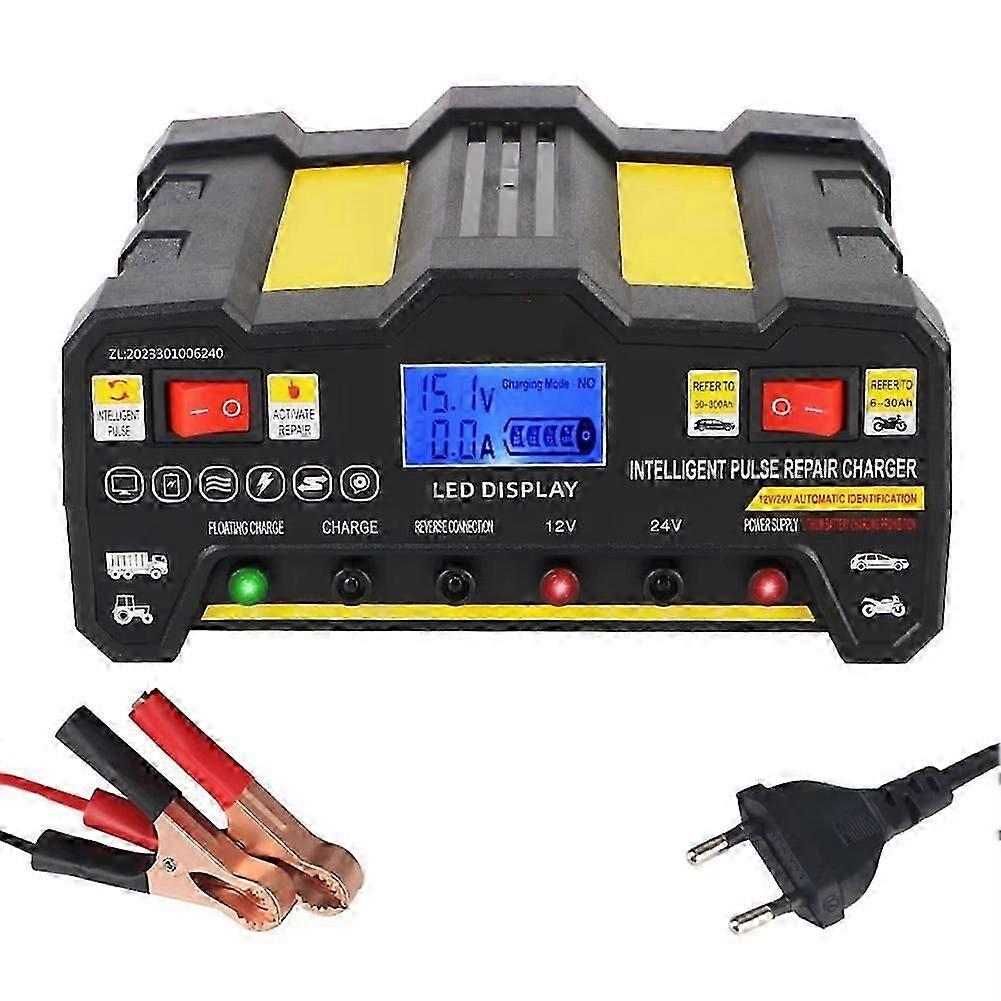 Chargeur De Batterie Intelligent À Impulsions 300 Ah Avec Écran Lcd Pour Batteries Plomb-acide Humides Ou Sèches, Chargeur De Voiture Entièrement Automatique, Prise Ue, Haute Qualité