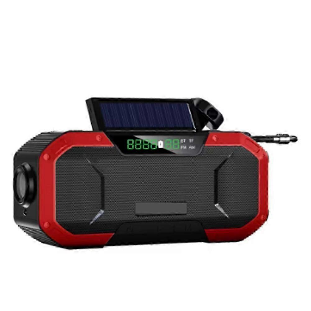 Radio Solaire À Manivelle 7 W, Haut-parleur Compatible Bluetooth, Lampe Torche Led D'Urgence, Batterie Externe 5000 Mah, Étanche Ipx5, Am/fm, Portable Pour L'Extérieur (fdq)