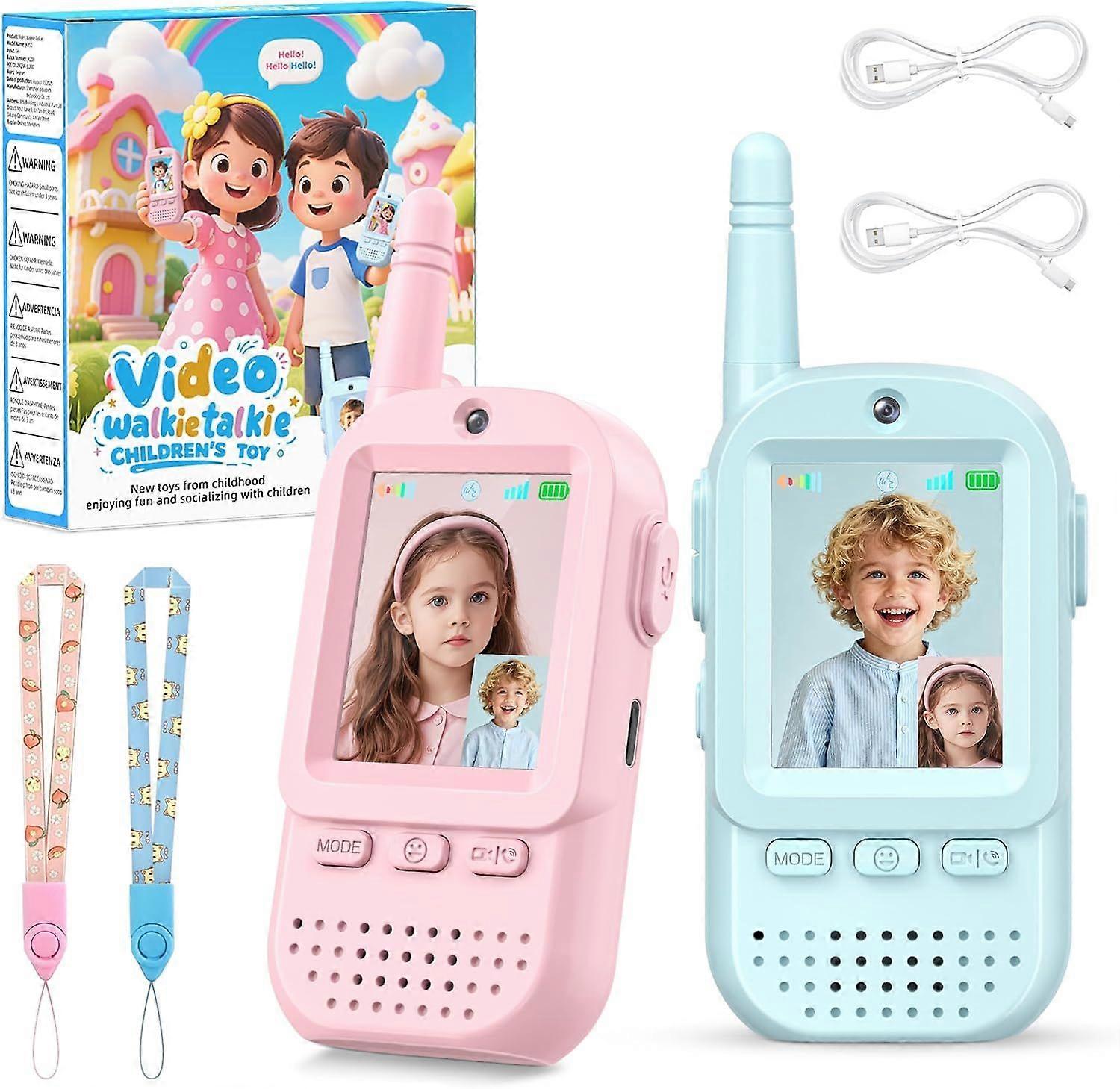Talkies-walkies Rechargeables Pour Enfants De 3 À 12 Ans (lot De 2), Avec Caméra Hd, Changeur De Voix Et Écran De 2 Pouces.
