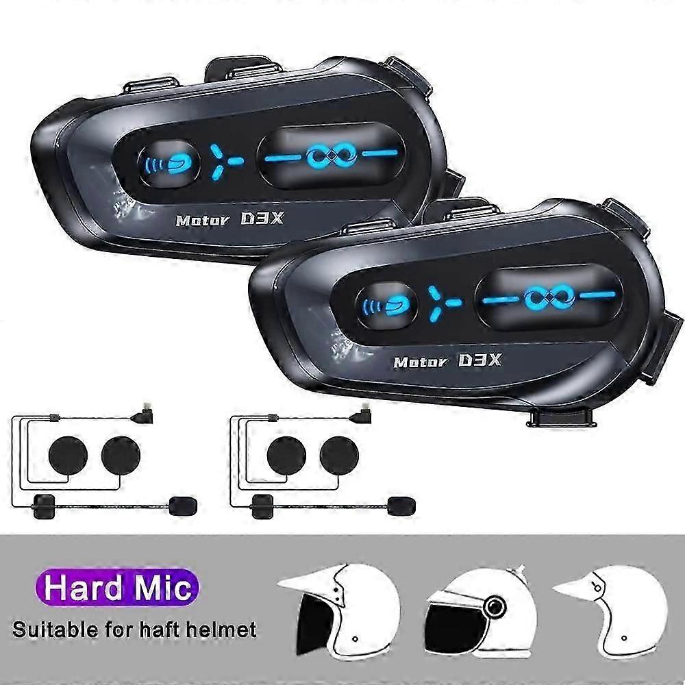 (2 Micros Rigides) Intercom Bluetooth 5.3 Edr 600 M Pour Casque Moto Avec Partage De Musique, Appels Mains Libres Et Protection Anti-interférences Pour 6 Motards