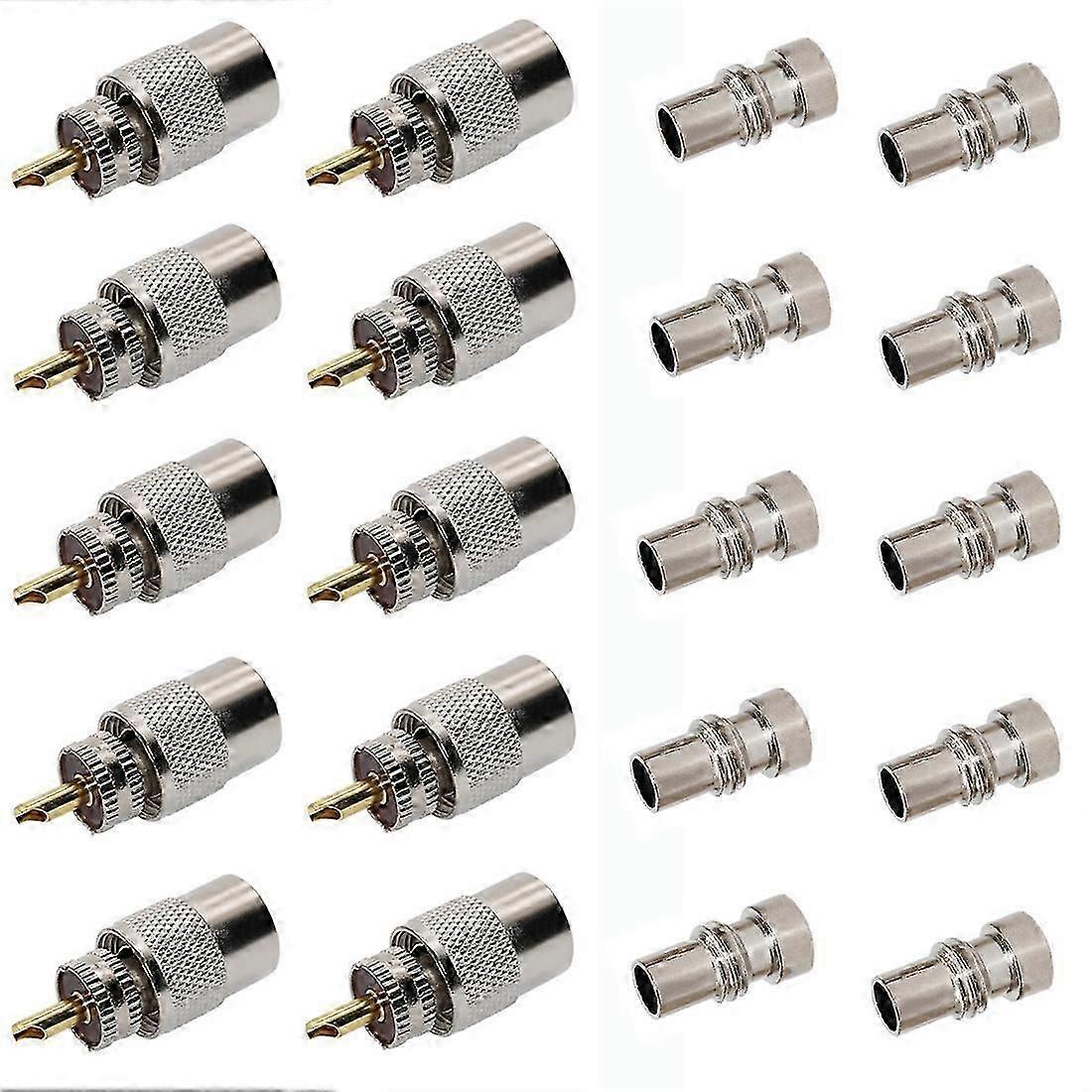 Lot De 10 Connecteurs À Souder Pl259 Avec Réducteur Pour Câble Coaxial Rg8/rg-213