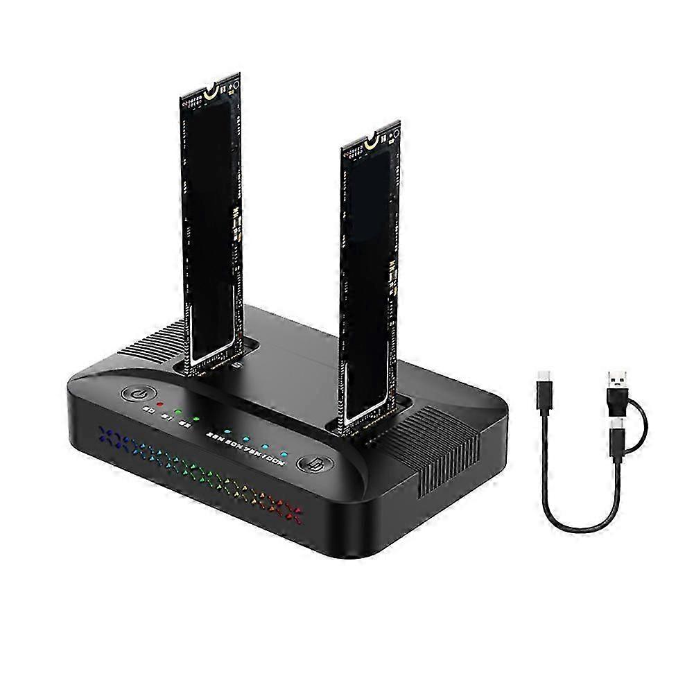 Station D'Accueil Double Baie Pour Disque Dur M.2 Nvme/sata, Clonage Hors Ligne, Adaptateur Ssd Usb 3.2 Gen2 Fdq