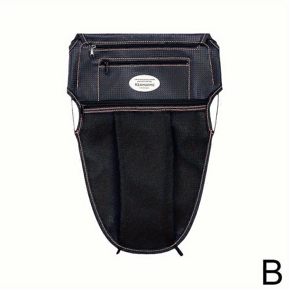 Sacoche De Selle De Moto En Maille Noire (l) Avec Surpiqûres Orange Et Double Poche Zippée, Respirante, Pour Scooters Et Vélos Électriques.