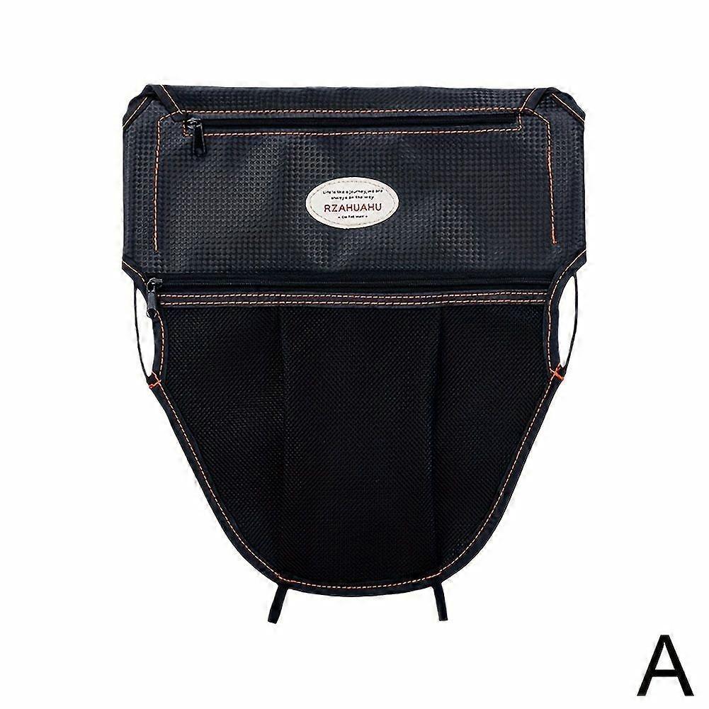 Sacoche De Selle De Moto En Maille Noire (m) Avec Surpiqûres Orange Et Double Poche Zippée, Respirante, Pour Scooters Et Vélos Électriques.