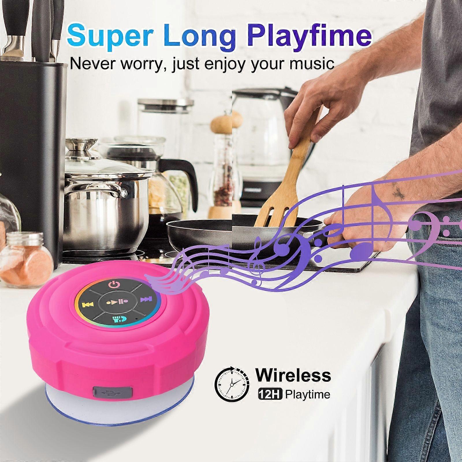 Enceinte Bluetooth Portable Pour La Douche Avec Lumière Led Et Ventouse, Enceinte Sans Fil Étanche Pour La Salle De Bain, L'Extérieur, Le Sport Et Le Vélo