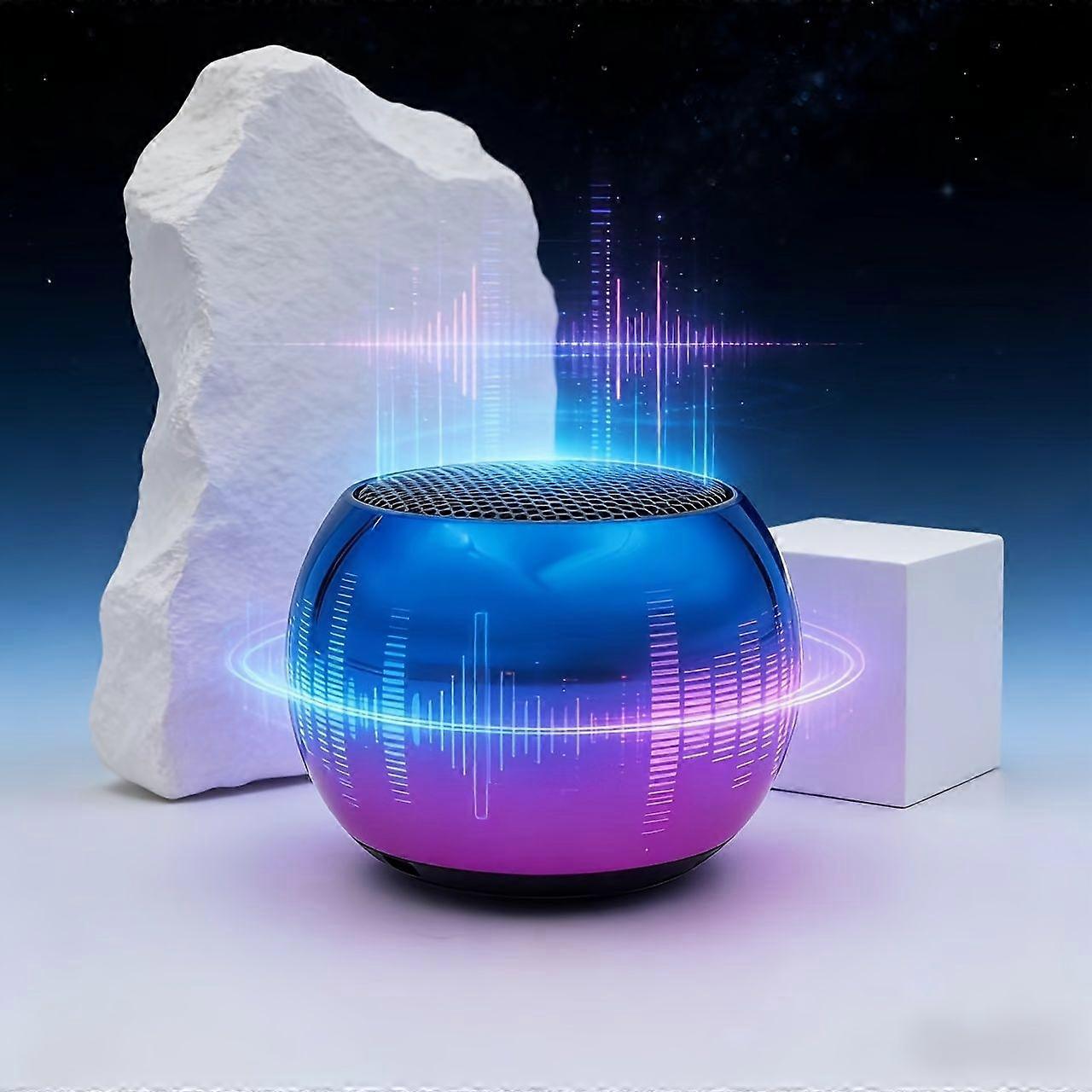 Mini Enceinte De Bureau Sans Fil, Enceinte Bluetooth Portable À Dégradé Bleu-violet Avec Effets Lumineux Et Sonores Dynamiques