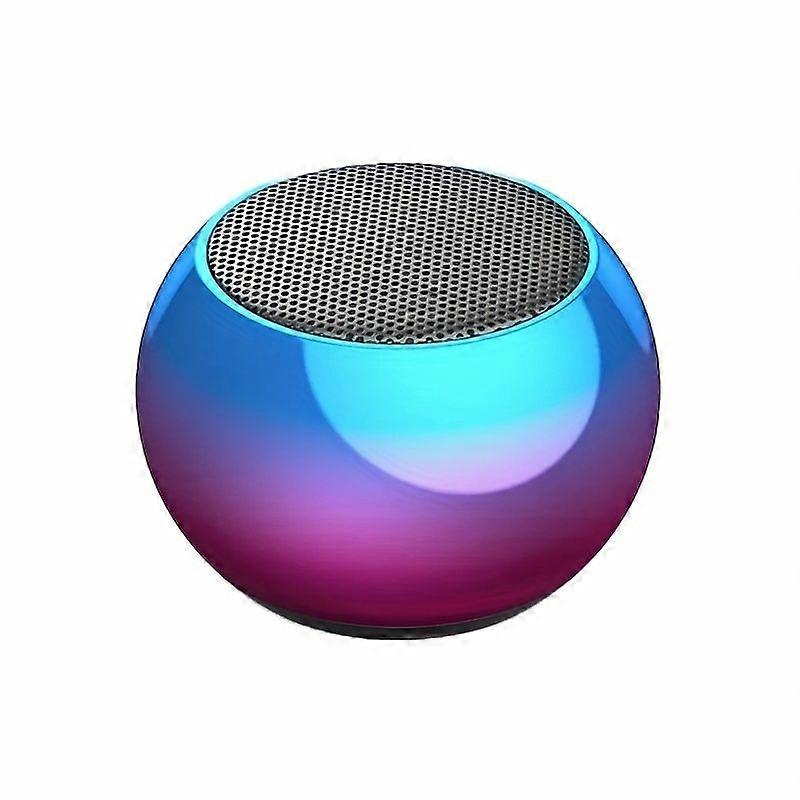 Enceinte Bluetooth Portable, Mini Enceinte Sans Fil Ronde Avec Finition Brillante Dégradée Bleu-violet, Grille Métallique Pour Bureau Ou Maison