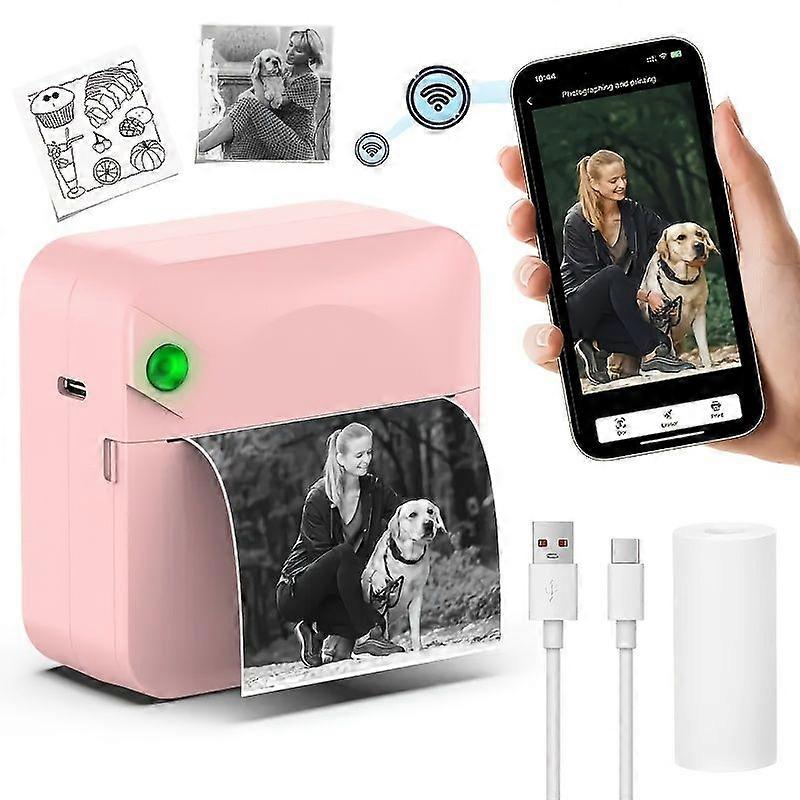 Imprimante Thermique Portable Bluetooth, Mini Imprimante De Poche Sans Fil Avec 1 Rouleau De Papier Thermique, Imprimante Autocollante Sans Encre Pour Photos, Agendas, Notes