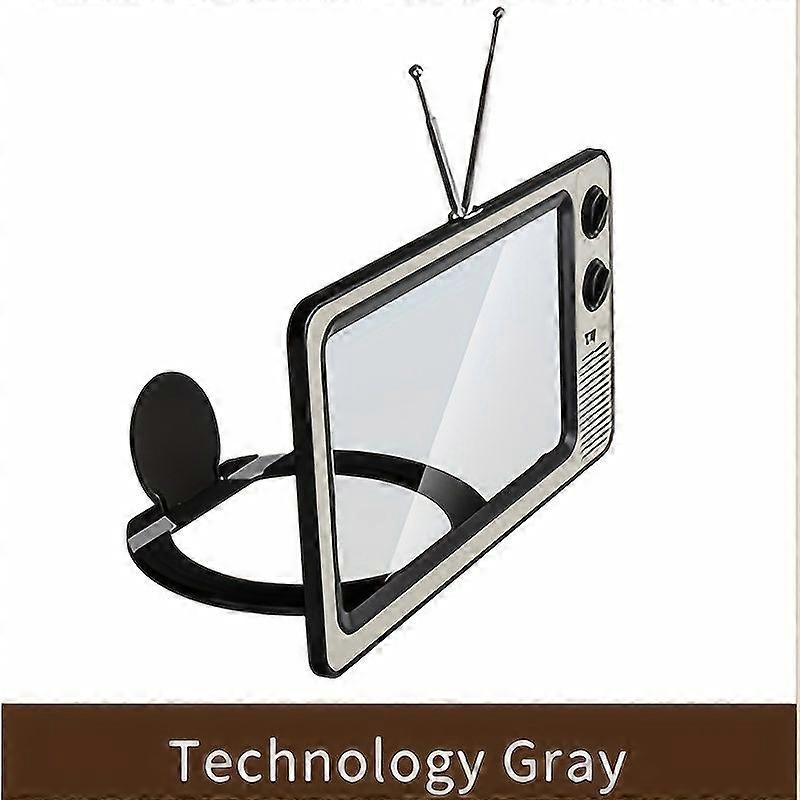 (gris Technique) Amplificateur D'Écran De Téléphone 12 Pouces, Loupe D'Écran 3d Portable Pliable En Forme De Téléviseur Rétro, Protection Des Yeux Pour Appareils Mobiles