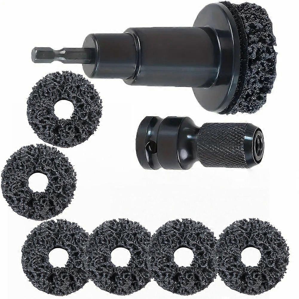 Kit De 8 Pièces Pour Le Décapage De La Rouille Des Disques De Frein De Voiture, Comprenant Une Brosse Métallique Et Des Disques De Polissage, Sans Pile, Avec Poignée Ergonomique Pour La Réparation Aut