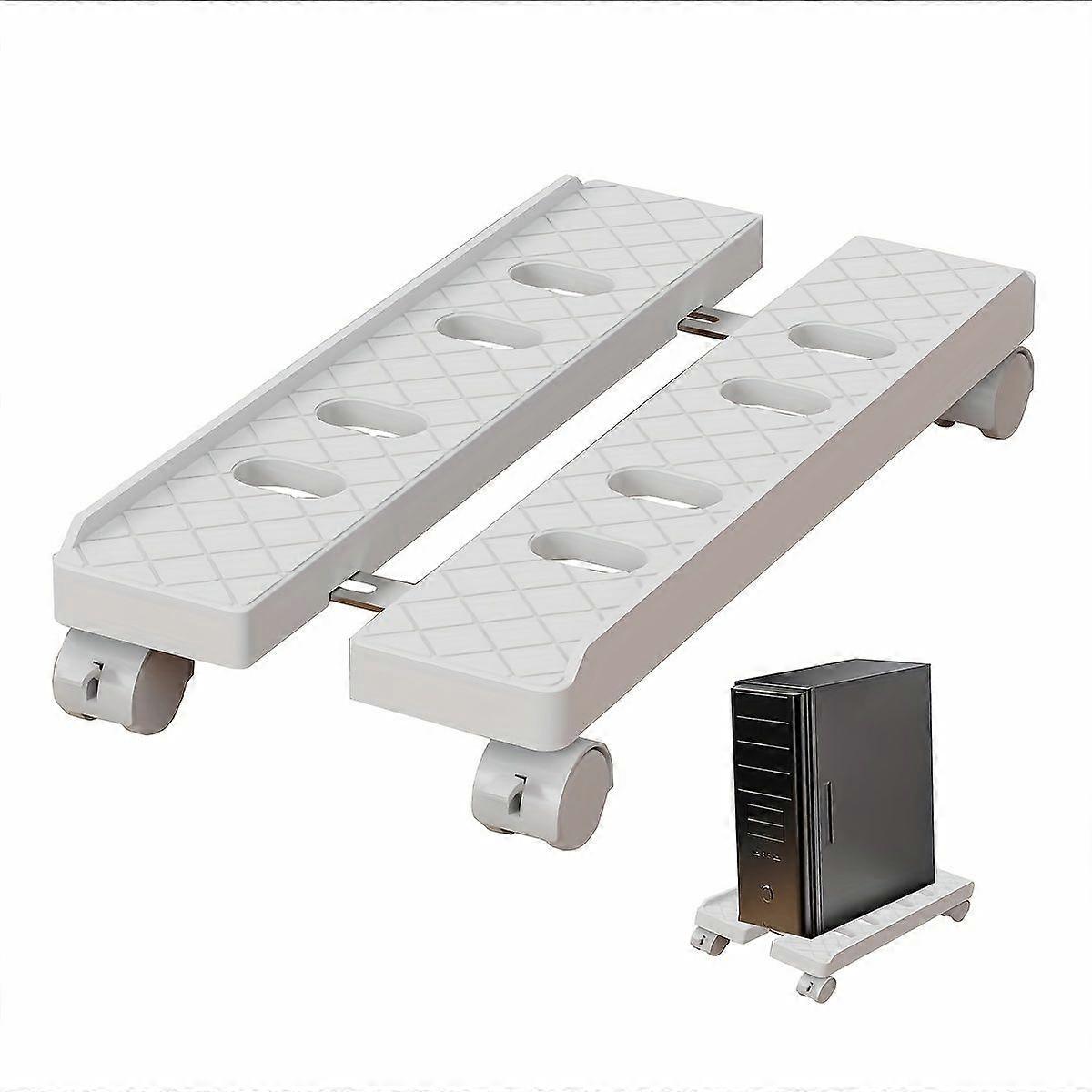 Plateau Télescopique À Roulettes Pour Unité Centrale (blanc Amélioré), Support Pour Imprimante Mobile En Plastique Avec Roulettes, Support Coulissant Pour Tour D'Ordinateur De Bureau, 1 Pièce