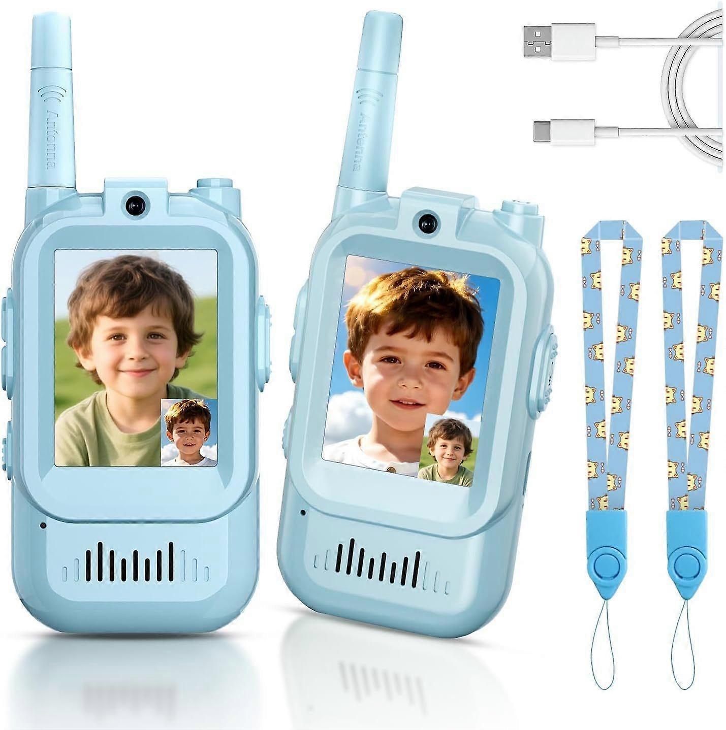 Talkies-walkies Vidéo Pour Enfants, Lot De 2 Talkies-walkies Rechargeables Avec Caméra Et Écran, Appels Facetime Longue Portée, Jouets Pour Garçons Et Filles De 3 À 12 Ans, Cadeau D'Anniversaire Ou De