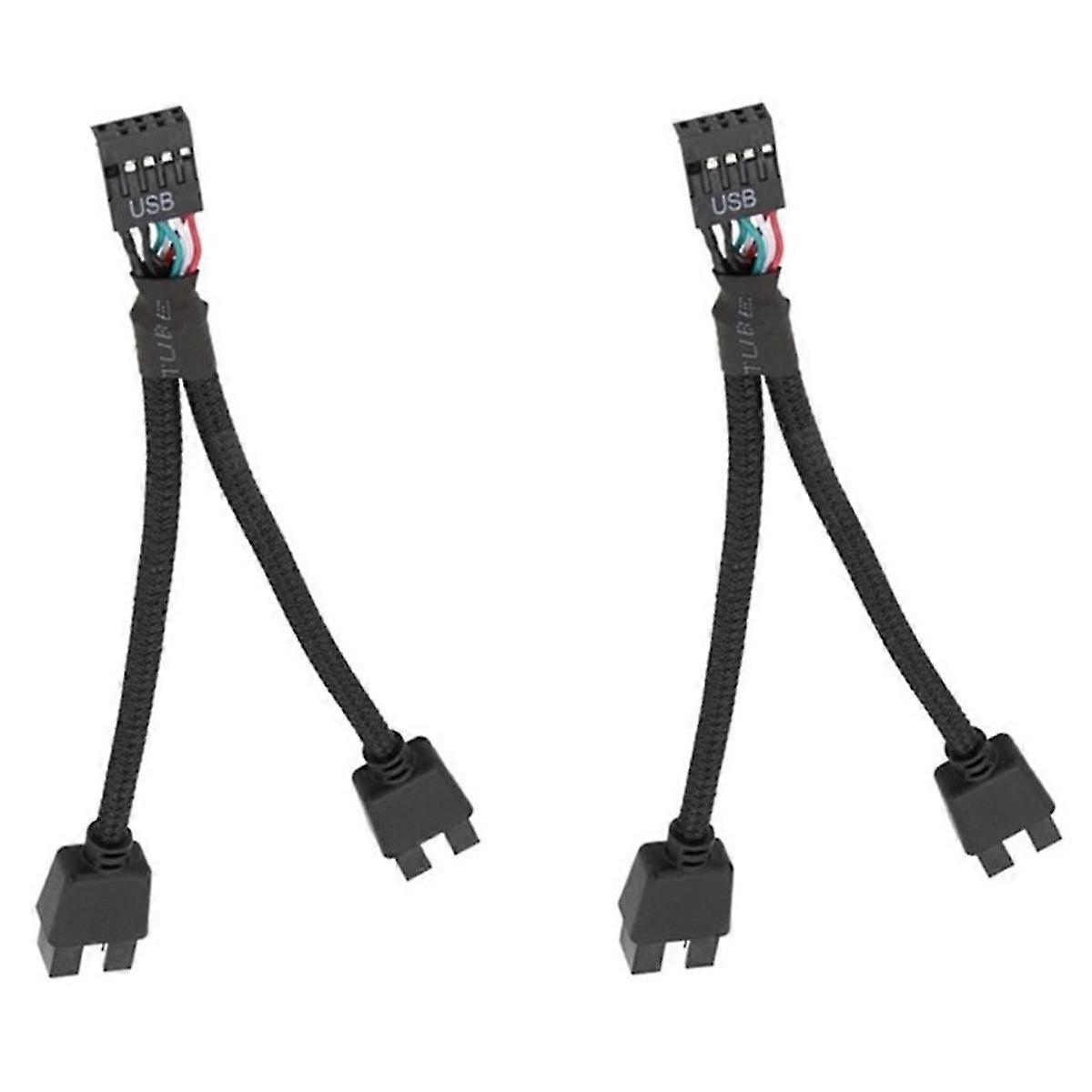 Câble D'Extension Usb 2.0 9 Broches Vers Double 9 Broches Pour Carte Mère D'Ordinateur, Noir, Haute Qualité