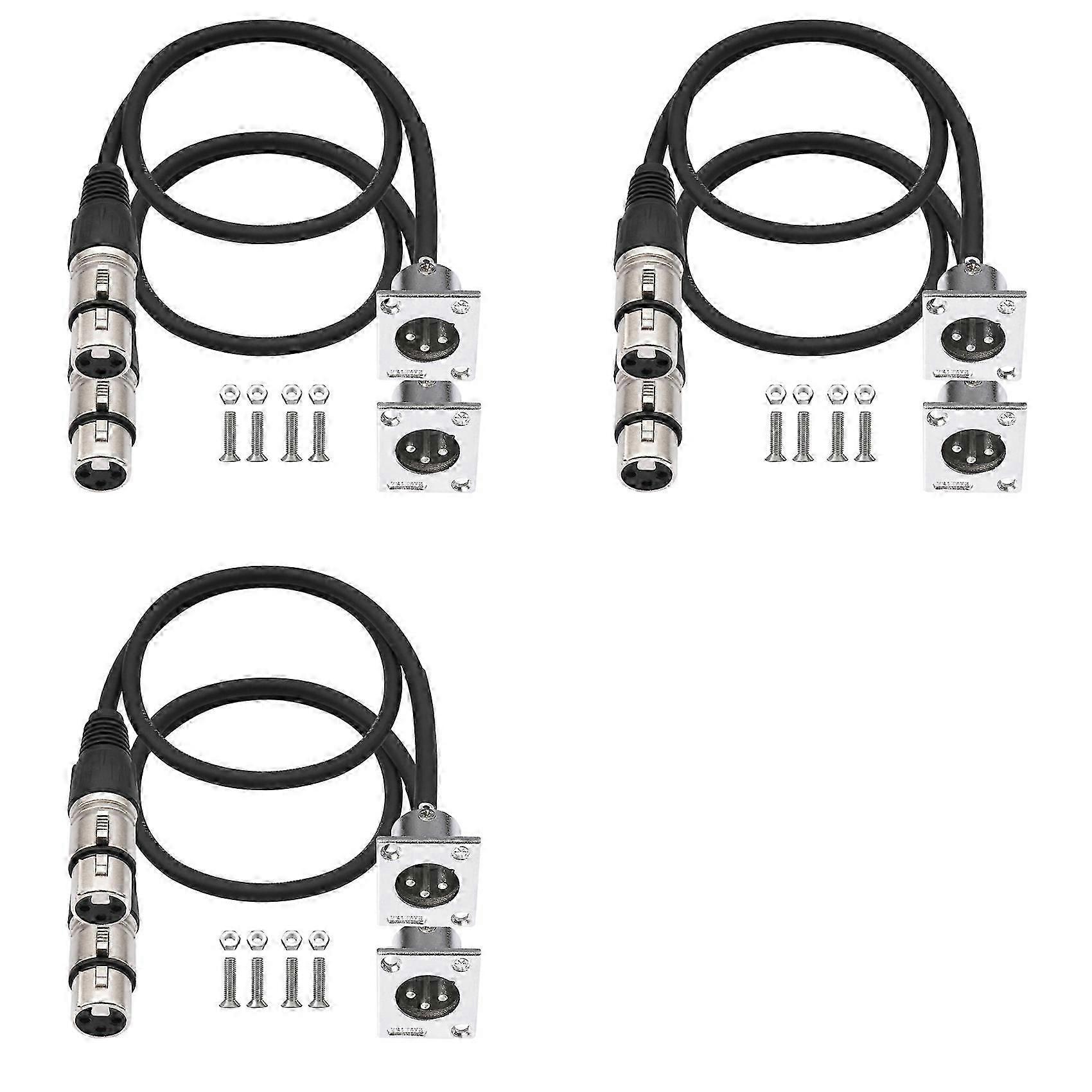 Lot De 6 Câbles Xlr De Type D, Connecteur Traversant, Xlr Mâle-femelle Pour Boîtier De Scène Haut De Gamme, Panneau De Brassage, Montage Sur Panneau Qaq