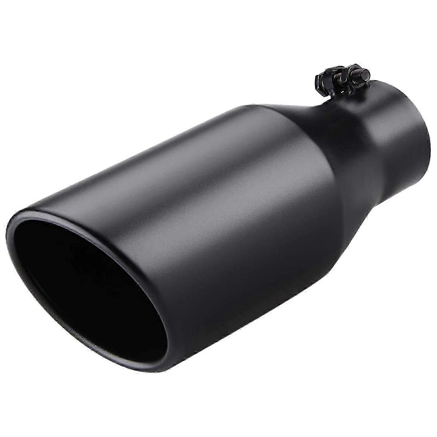 Embout D'Échappement, Entrée 7,6 Cm, Sortie 12,7 Cm, Longueur Totale 30,5 Cm, Boulonné, Acier Inoxydable Noir, Tuyau D'Échappement Zi