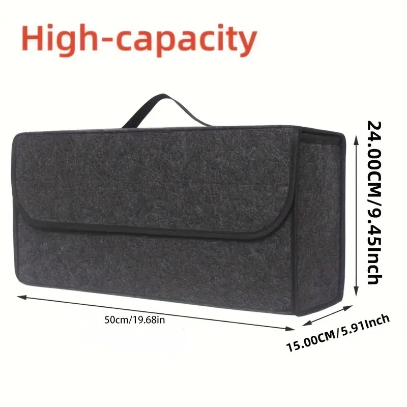 Boîte De Rangement Pliable En Feutre Personnalisable Pour Coffre De Voiture (gris Foncé), Avec Poignée Et Bordure Brodée. Sac De Rangement Monobloc Pour Véhicule.