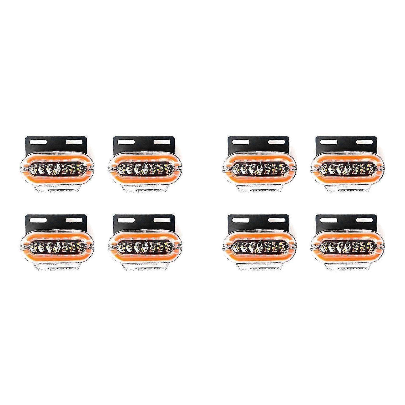 Lot De 8 Feux De Position Latéraux À Led 24 V, Clignotants, Feux Arrière, 3 Modes, Pour Camions, Remorques Et Poids Lourds (qaq).