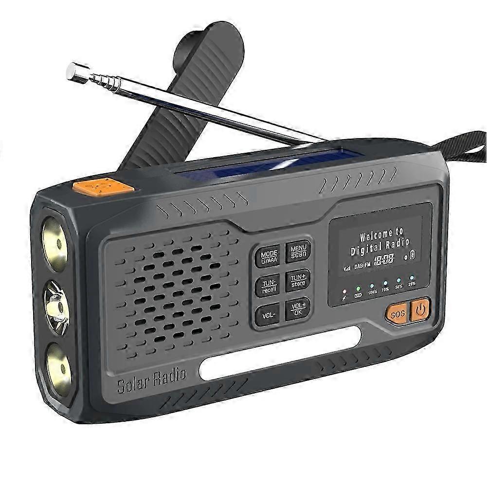 Radio D'Urgence Solaire À Manivelle, 4 Modes D'Alimentation (fm/bluetooth), Lampe De Lecture Intégrée, 3,5 Qaq