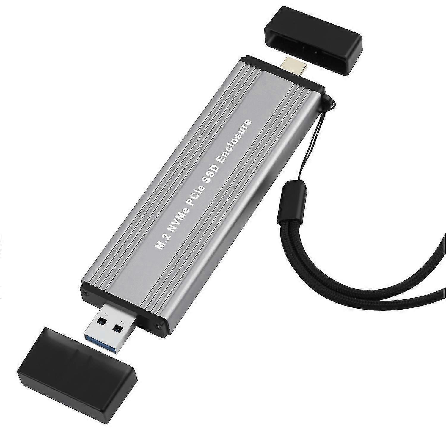 Boîtier Pour Ssd M.2 Nvme Pcie Avec Usb-c 3.1 Gen 2 (usb 3.0 Vers M.2 À Clé M) Pour Disques Durs Kn 2230, 2242, 2260 Et 2280.