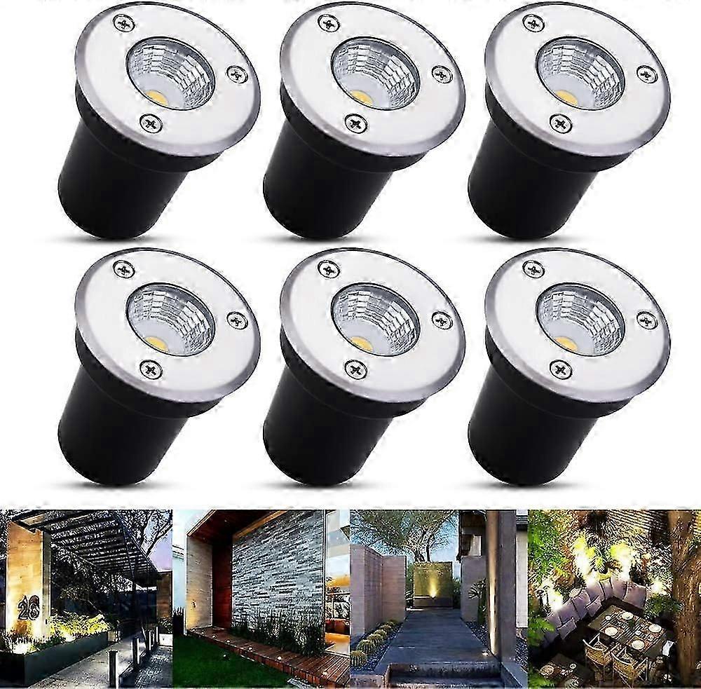 Spot Encastré Au Sol Led 6er, Lampadaire Encastré 3w Pour Extérieur, Spot Encastré Au Sol Extérieur, Antirouille, Supporte Une Charge Jusqu'à 800 Kg, 12-24v Cc, Acier Inoxydable