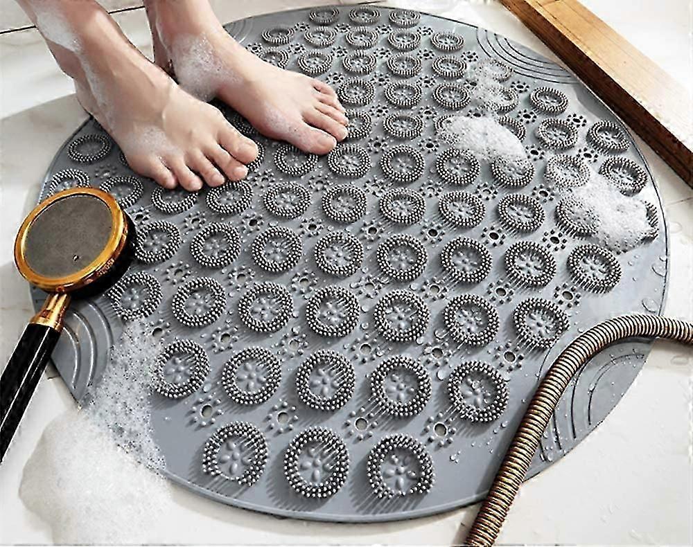 Tapis De Bain Rond Massant, Antidérapant, Lavable En Machine.