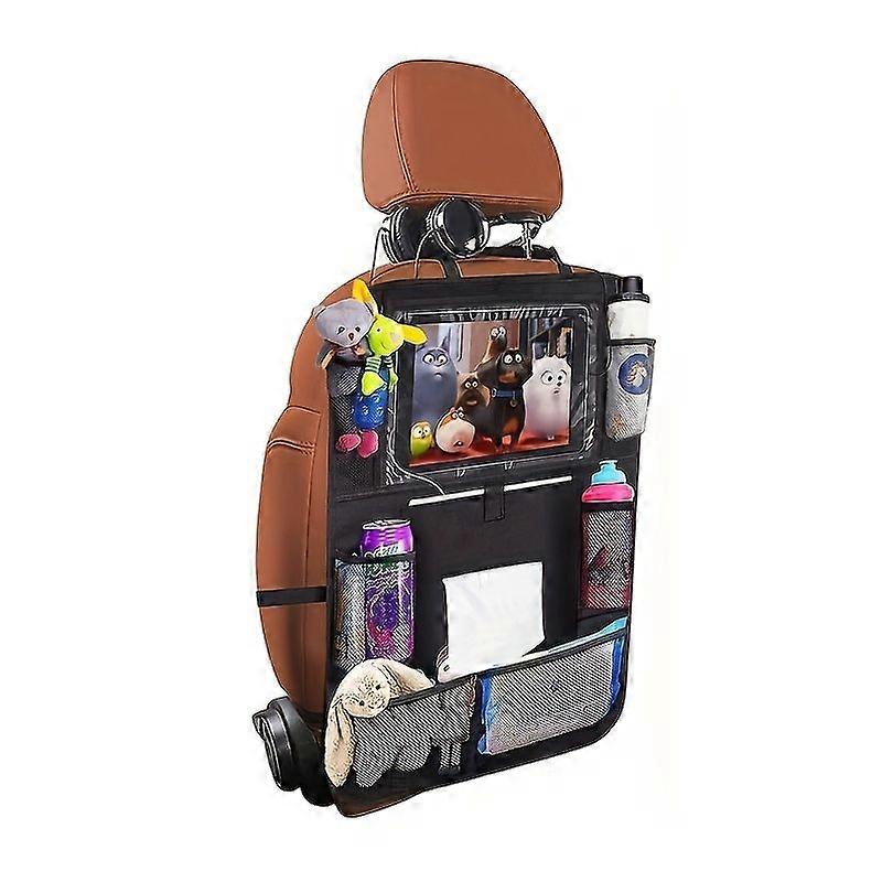 Sac De Rangement Multifonctionnel Pour Siège Auto, Poche Transparente Pour Écran, Poches Latérales En Filet, Organisateur Anti-coups De Pied Pour Siège Arrière En Voiture