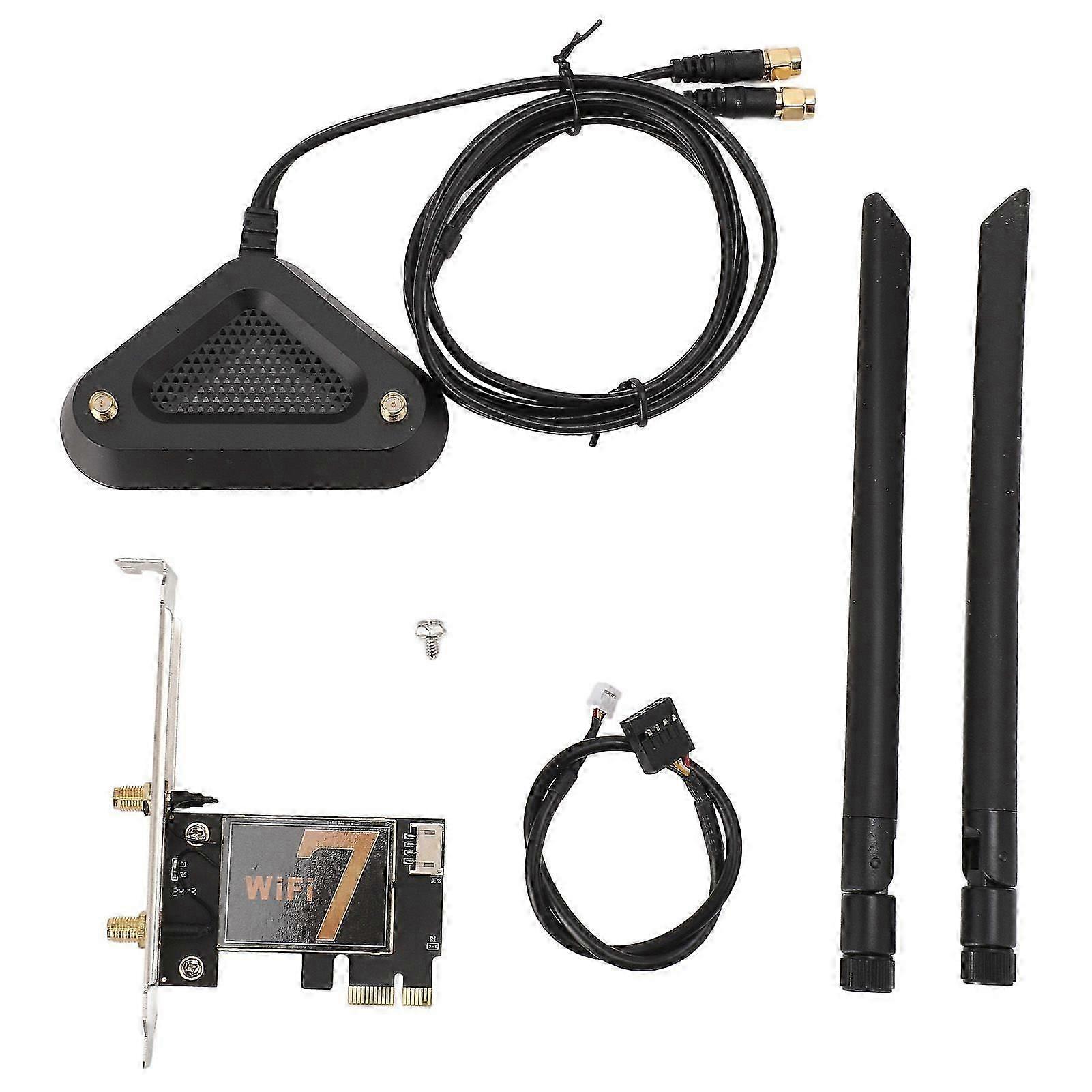 Carte Wifi Be200ngw Pci Ex1 Avec Antenne 8 Db, Wi-fi 7, Bluetooth 5.4 Et 8 774 Mbps Pour Pc De Bureau. Antenne Étendue Détachable.