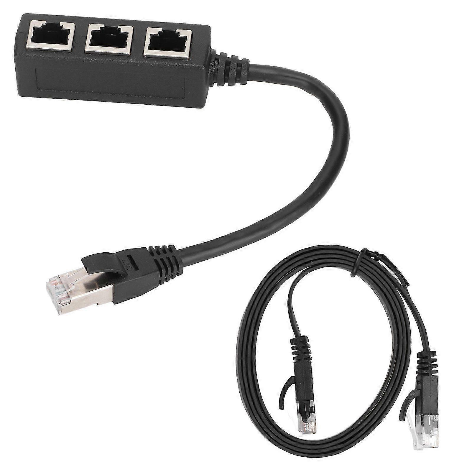 Adaptateur Ethernet Rj45 Avec Rallonge 1 Vers 3 Ports, Répartiteur De Connexion Performant Et Câble De 1 M Pour La Domotique.