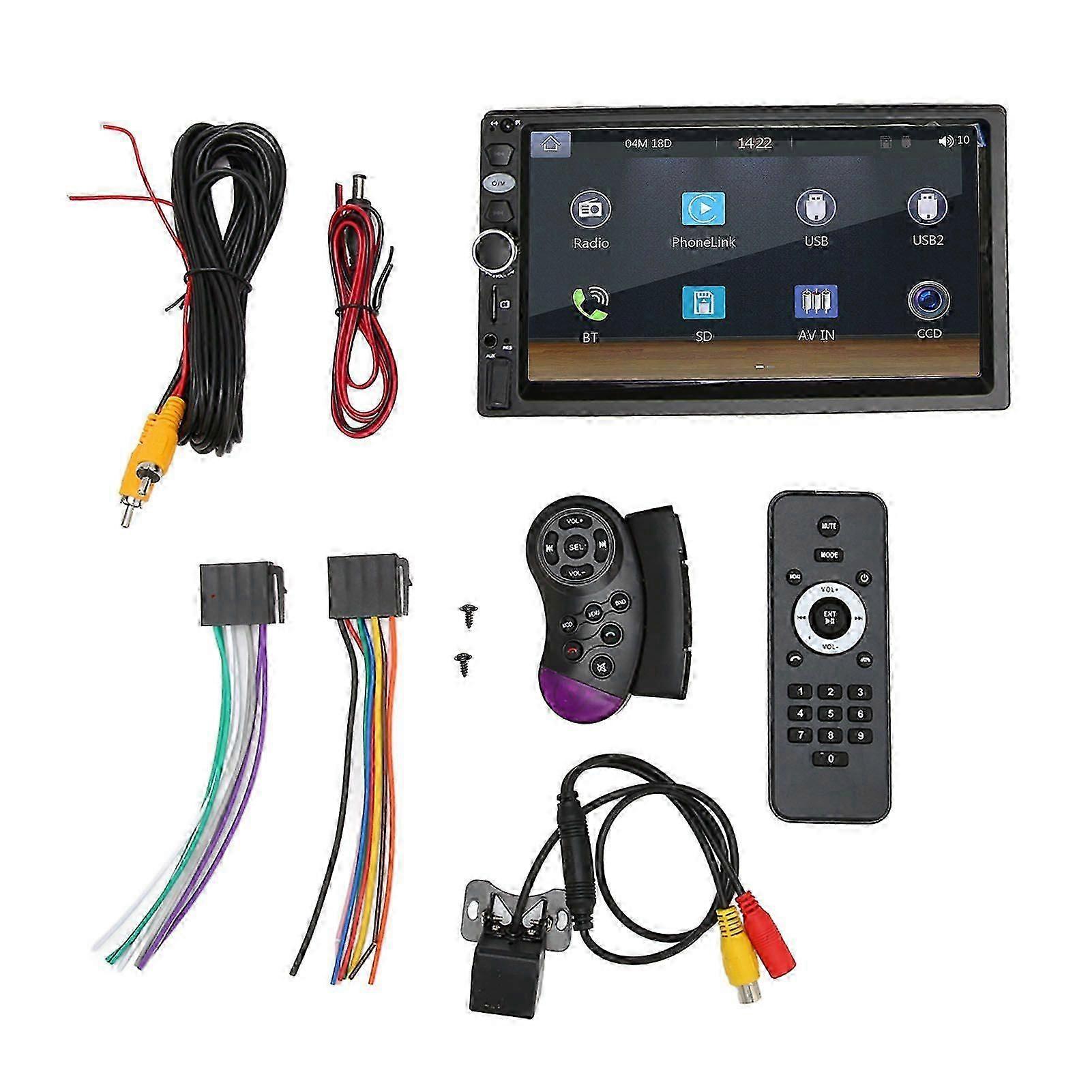 Autoradio Bluetooth 5.1 Avec Écran Tactile 7 Pouces, Mirror Link, Commandes Au Volant, Caméra De Recul Et Lecteur Mp5 Intelligent