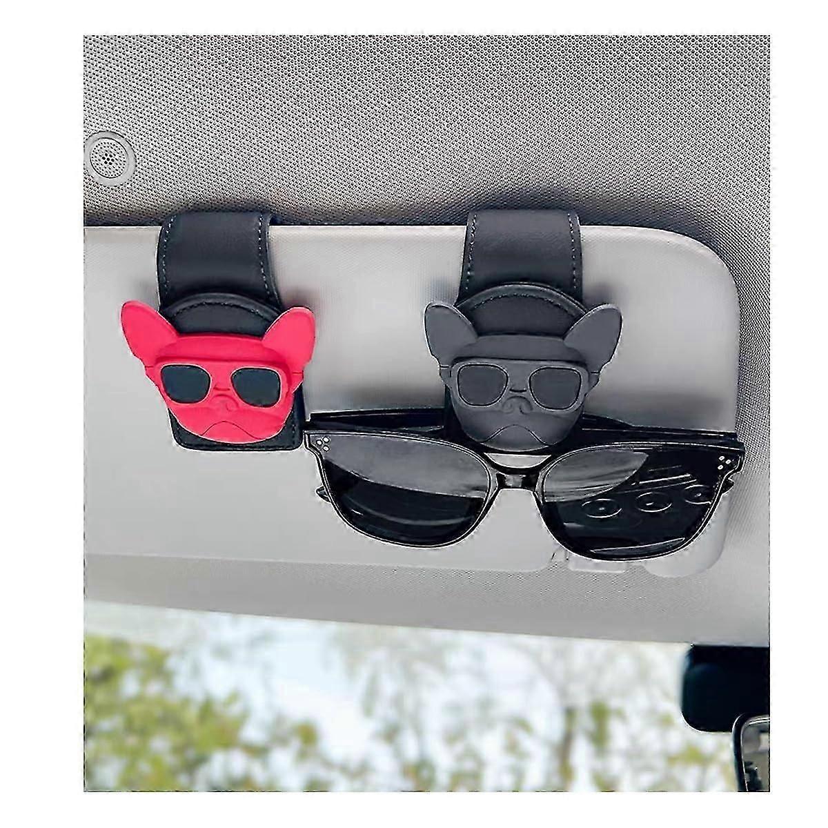 Support Magnétique Pour Lunettes De Soleil De Voiture, Clip En Cuir Pour Pare-soleil, Utilisation À Une Main, Taille Universelle, Noir, 1 Pièce Rn