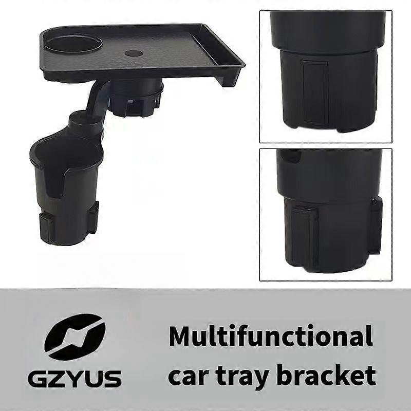 Plateau Extensible 3 En 1 Pour Porte-gobelets De Voiture Avec Base Rotative Amovible À 360°, Supporte Jusqu'à 18 Kg, Coussinets En Caoutchouc Antidérapants, Deux Porte-gobelets Pour Les Trajets Quotid
