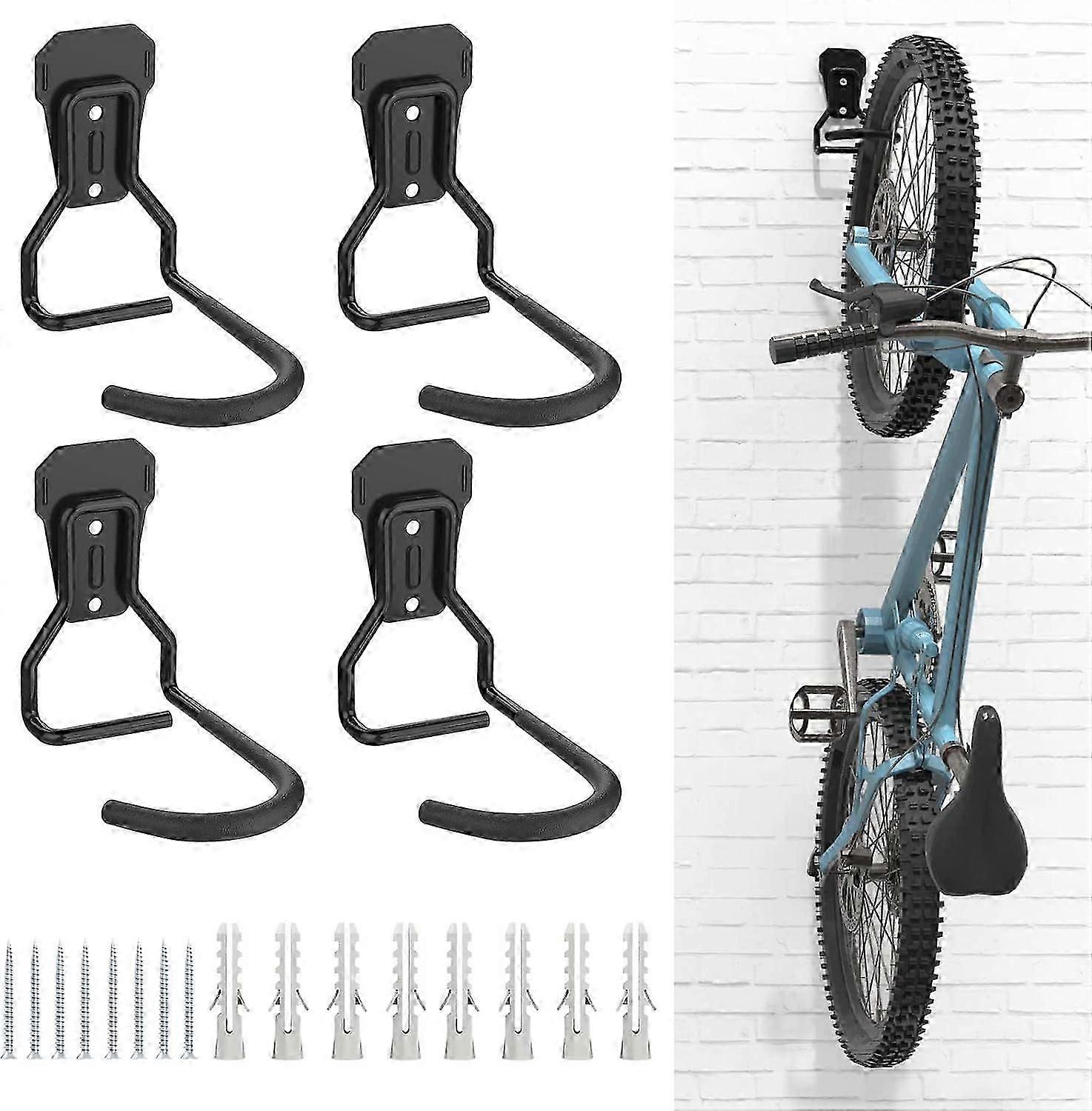 Ensemble De 4 Crochets Pour Vélos, Supports Muraux En Fer, Robustes Et En Forme De L, Support De Rangement Pratique Pour La Maison Et Le Garage, Noir - Good