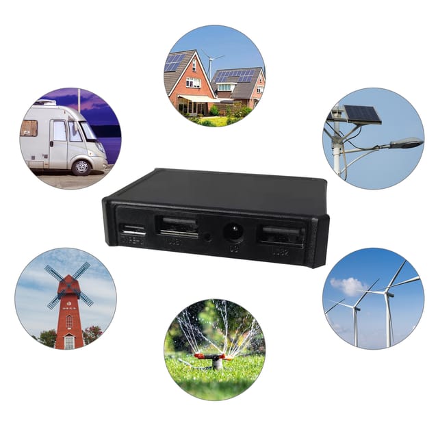 Spannungsregler, Stabilisator Und Laderegler Für Solarmodule Mit Kontrollleuchte, Zwei Usb-anschlüssen, Einem Usb-c-anschluss Und Einem Tragbaren Dc-ausgang