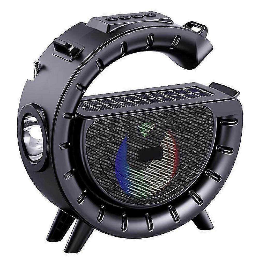Enceinte Bluetooth Portable D'Extérieur, Grande Lampe Torche, Lecteur Solaire, Carte Sans Fil, Musique Domestique La Qaq