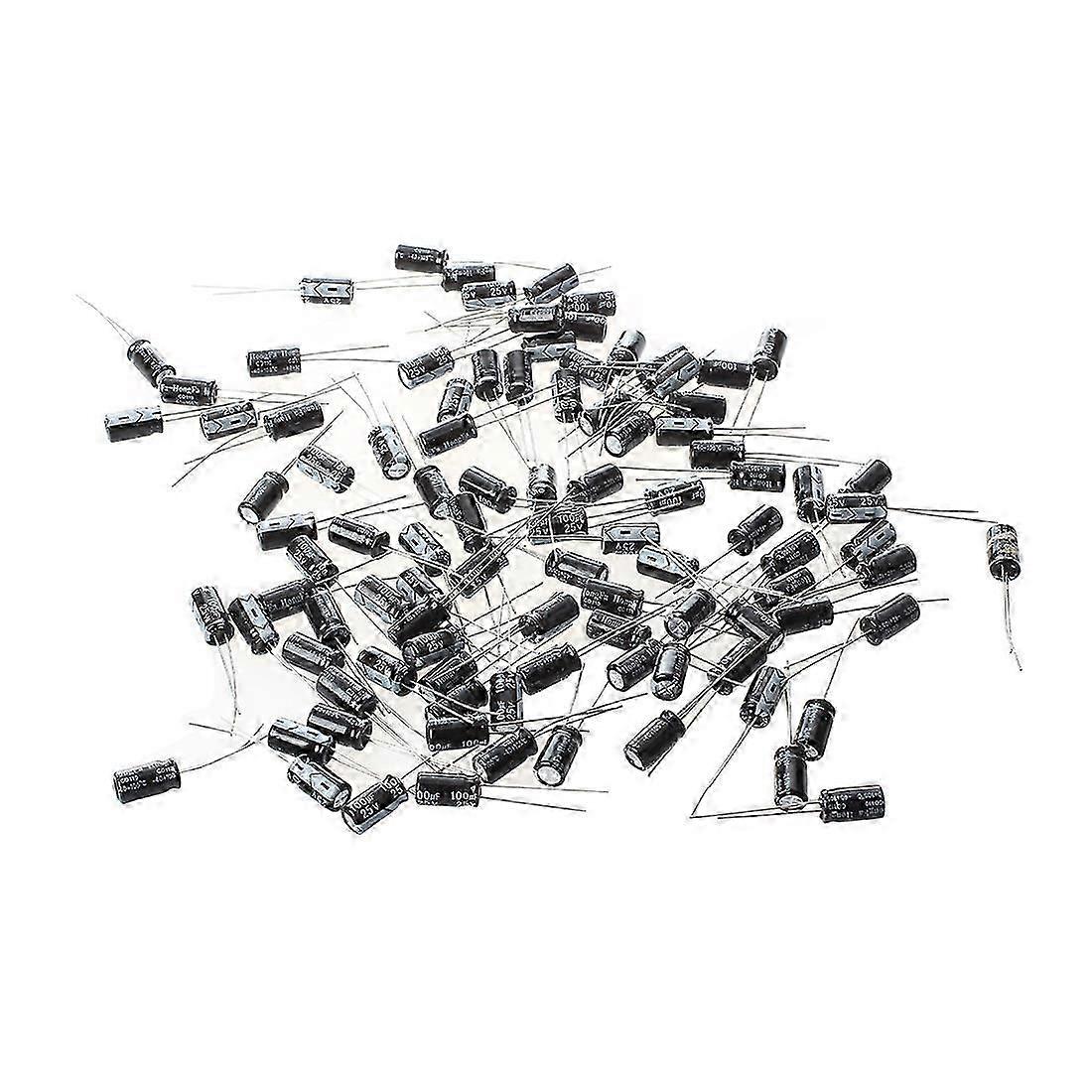 Sodial(r) 100 Condensateurs Électrolytiques Radiaux En Aluminium 6 X 11 Mm 100 Μf 25 V De Haute Qualité